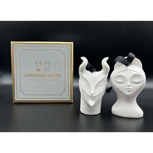 Jonathan Adler Naughty Nice Christmas Ornament Set Holiday White Figurines